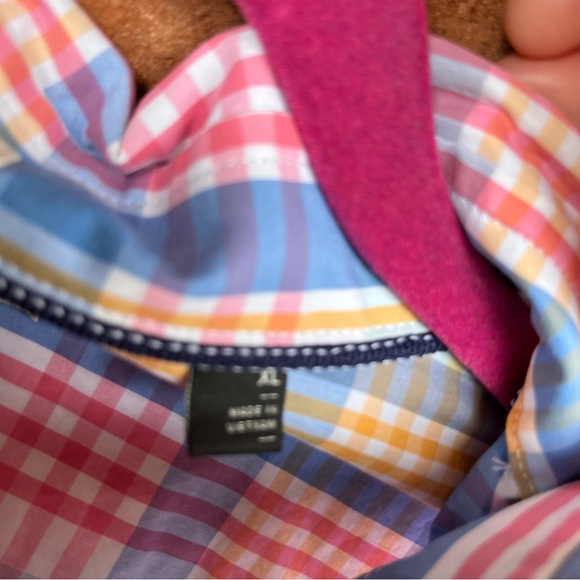 Pastel plaid mens long sleeve dress shirt. XL Slim - Picture 4 of 7